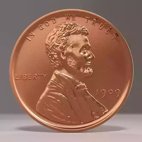 Lincoln Penny 1909 3D model