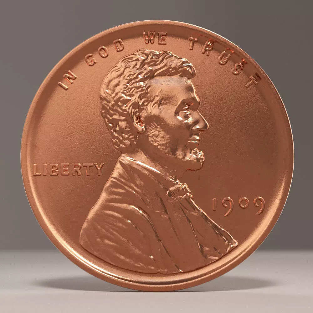 Lincoln Penny 1909 3D model_0