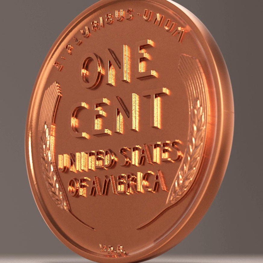 Lincoln Penny 1909 3D model_11