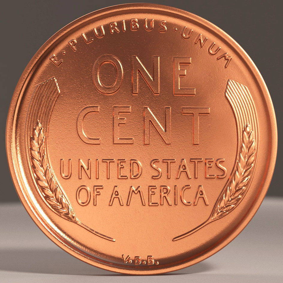 Lincoln Penny 1909 3D model_2