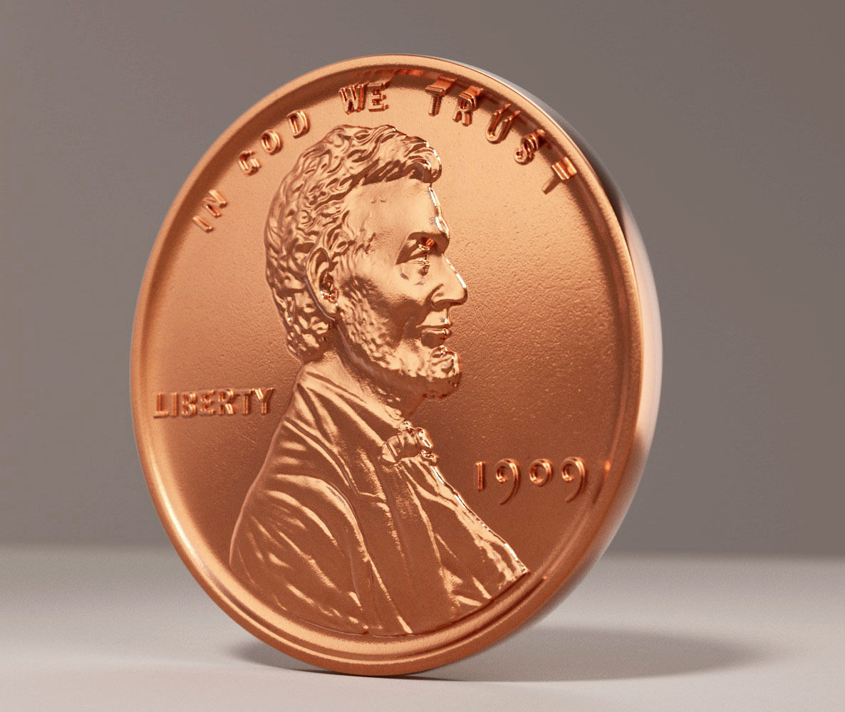Lincoln Penny 1909 3D model_3
