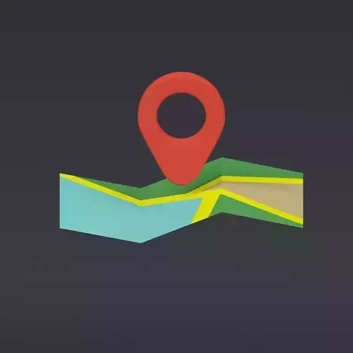 Map - stylized icon Low-poly 3D model