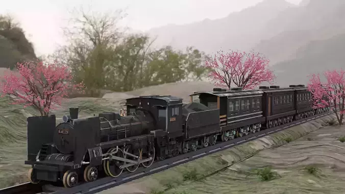 Locomotive c5795 PBR Low poly game ready  Low-poly 3D model