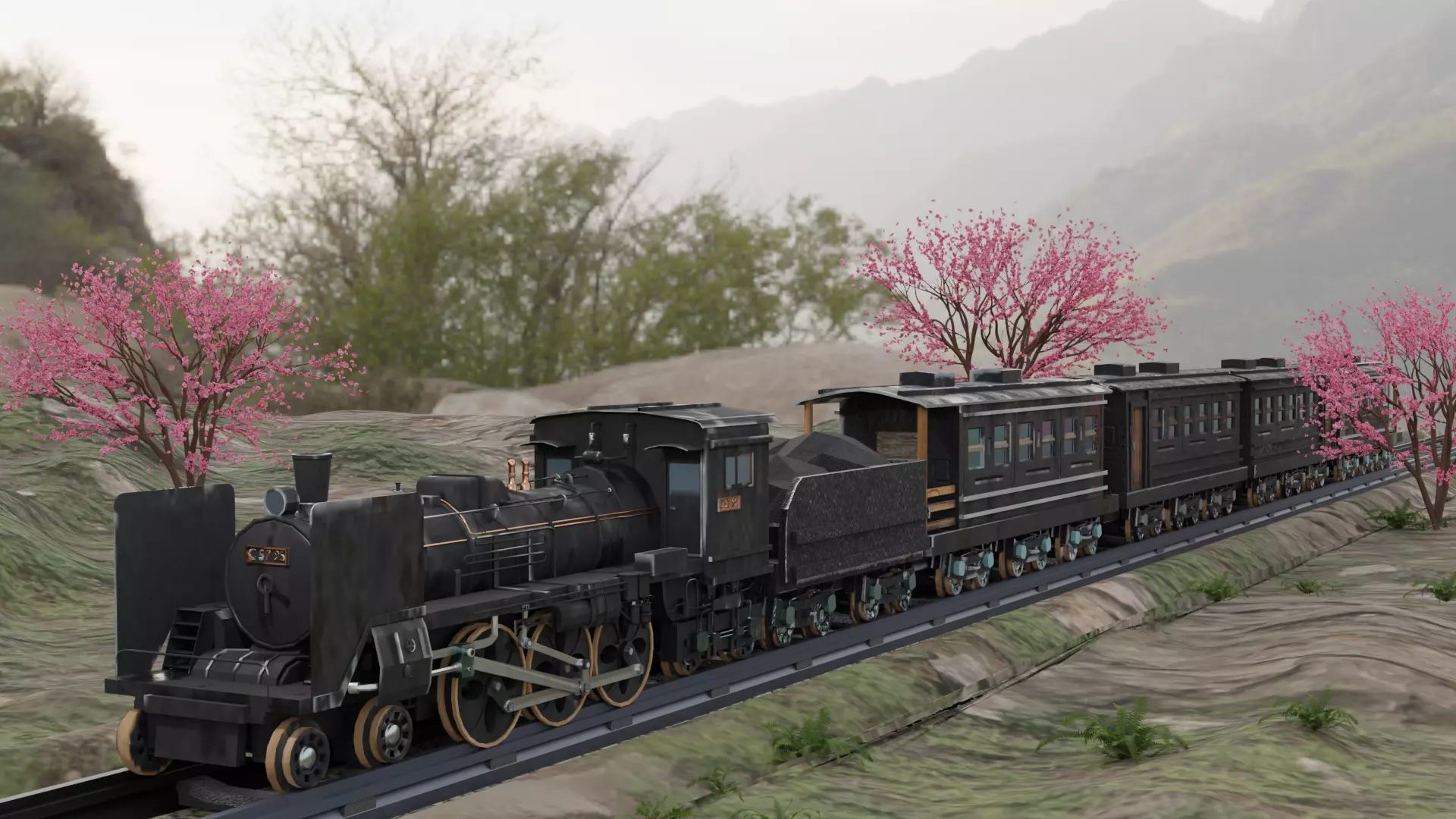 Locomotive c5795 PBR Low poly game ready Low-poly 3D model_0