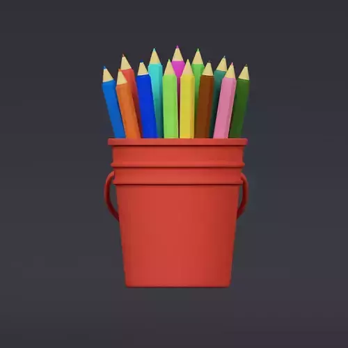 Bucket Pencil - stylized icon 3D model