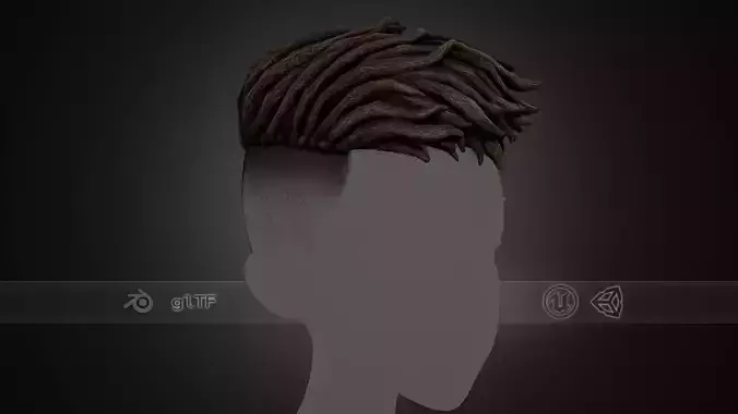 Male Hair Cards Style 9 - Dreadlocks 2 Low-poly 3D model