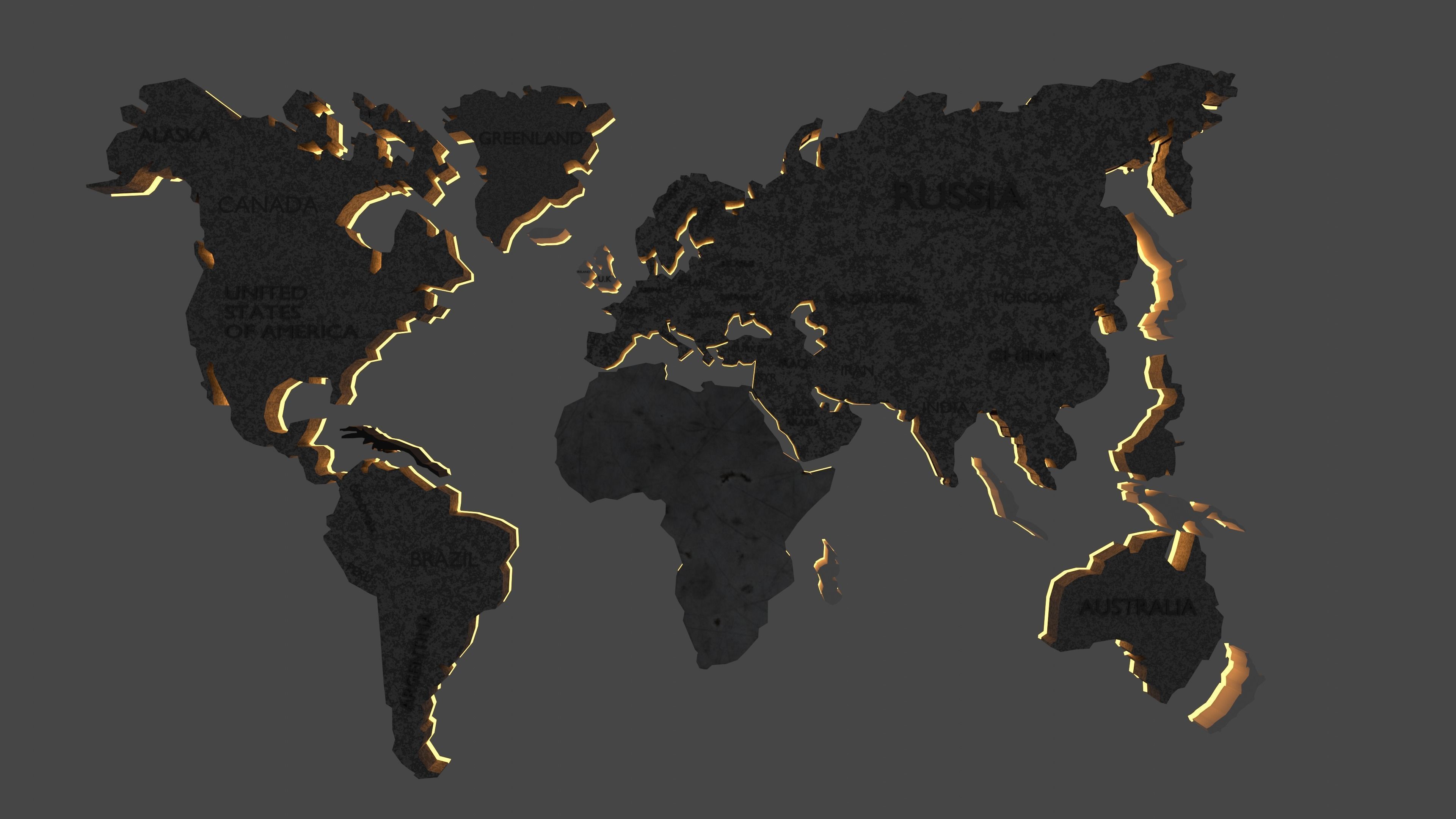 World Map 3D Model Low-poly 3D model_3