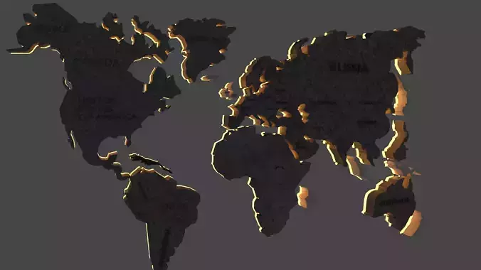 World Map 3D Model Low-poly 3D model