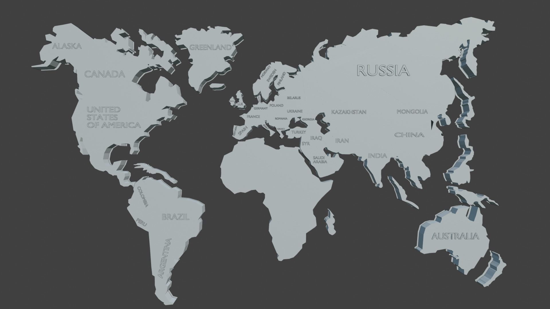 World Map 3D Model Low-poly 3D model_1