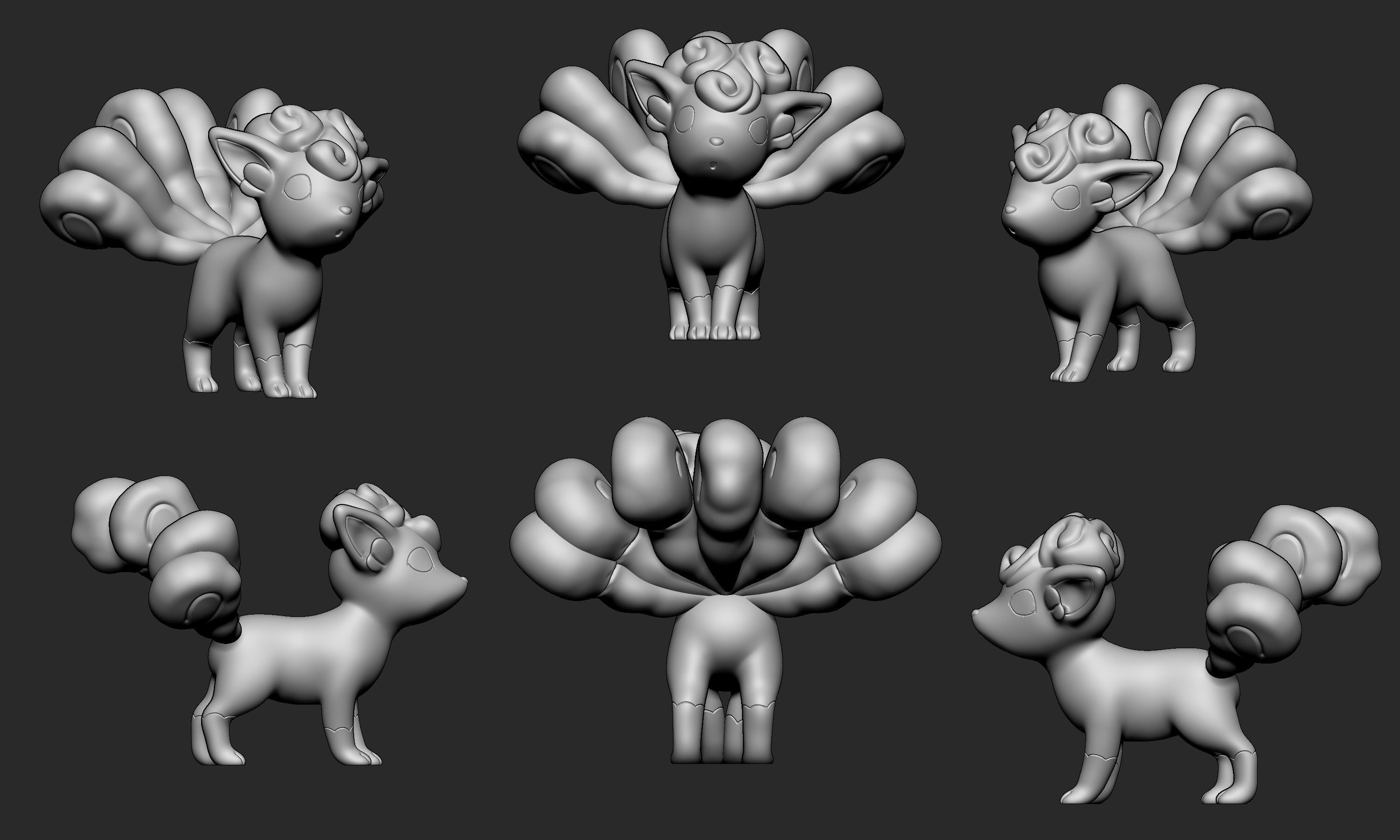 Pokemon - Vulpix and Ninetales both forms with 2 poses 3D print model_13