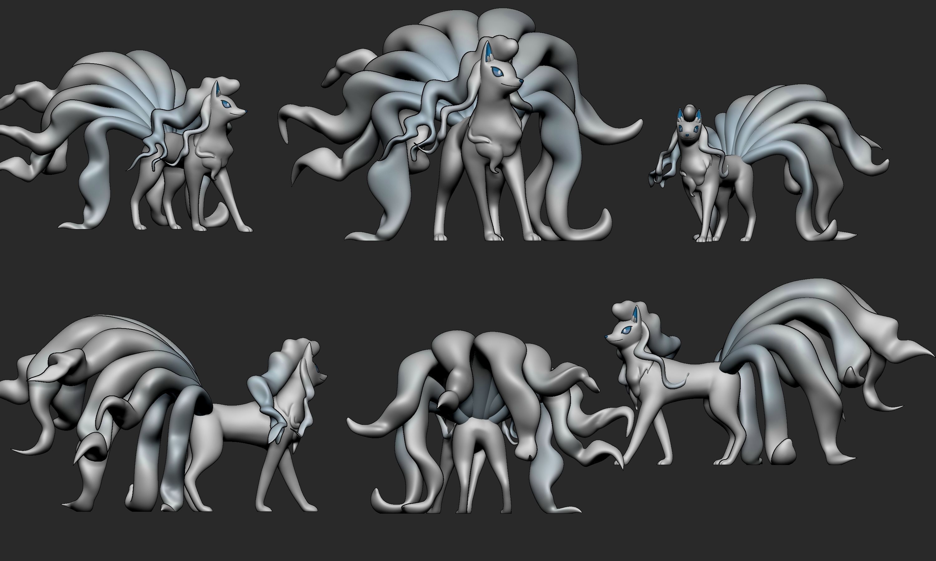 Pokemon - Vulpix and Ninetales both forms with 2 poses 3D print model_17