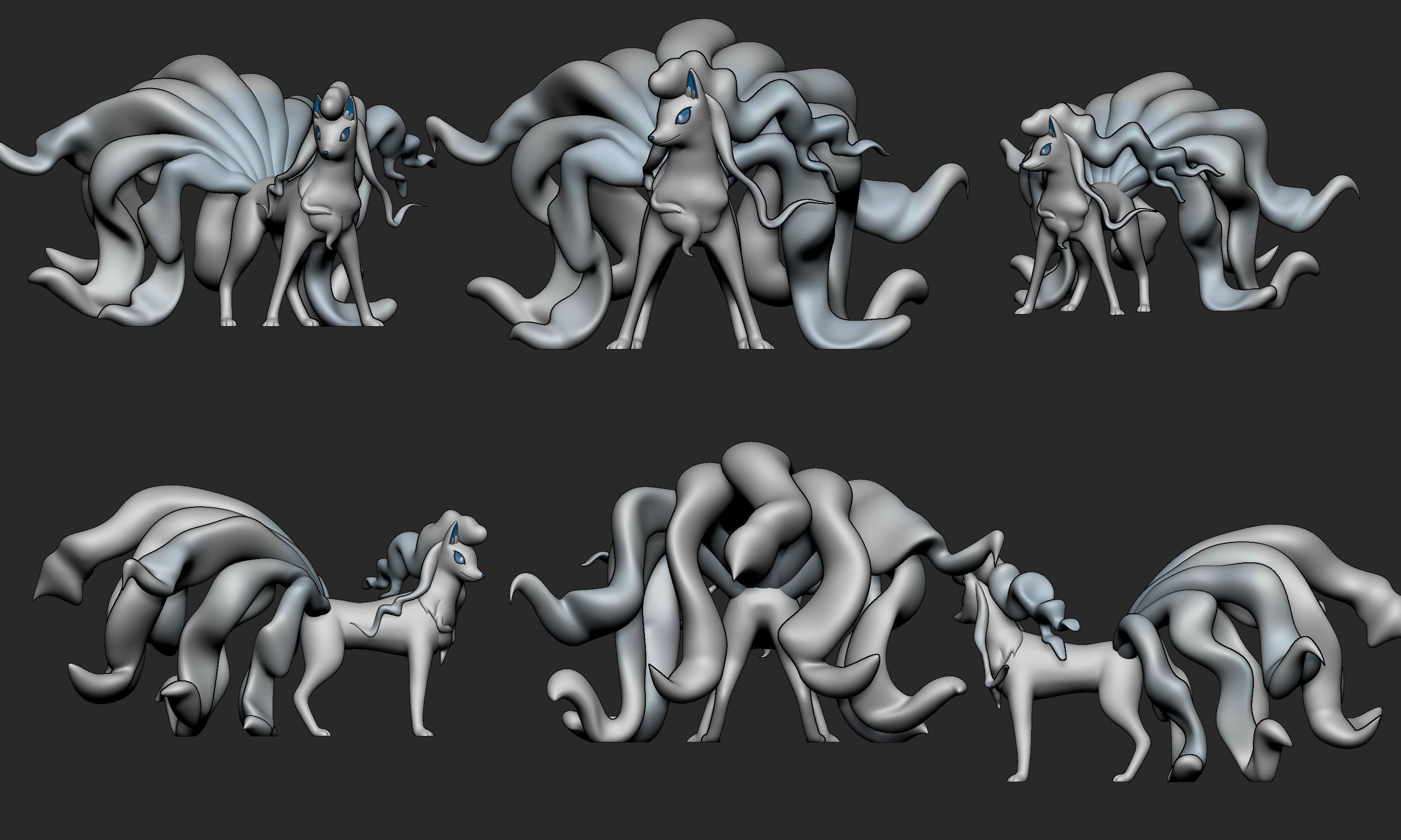 Pokemon - Vulpix and Ninetales both forms with 2 poses 3D print model_19