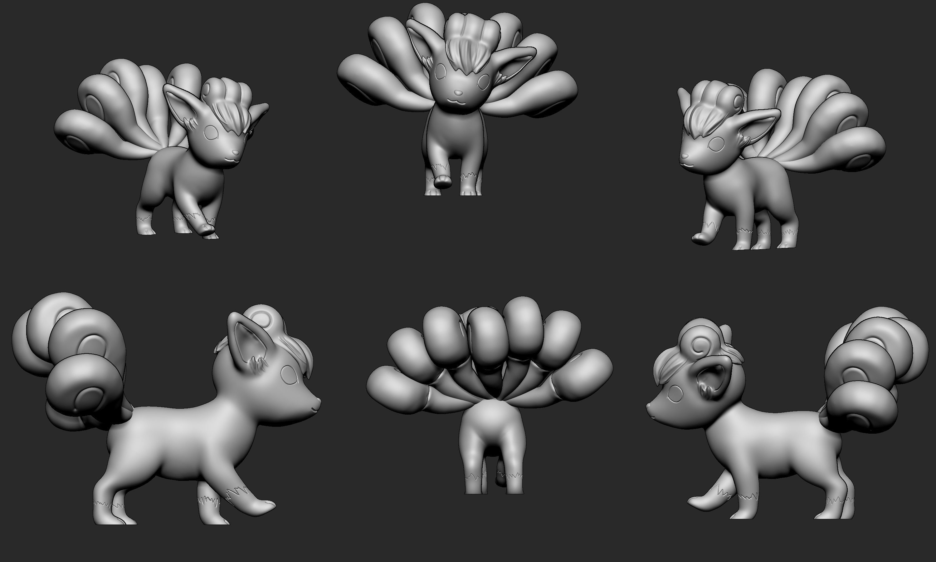 Pokemon - Vulpix and Ninetales both forms with 2 poses 3D print model_5