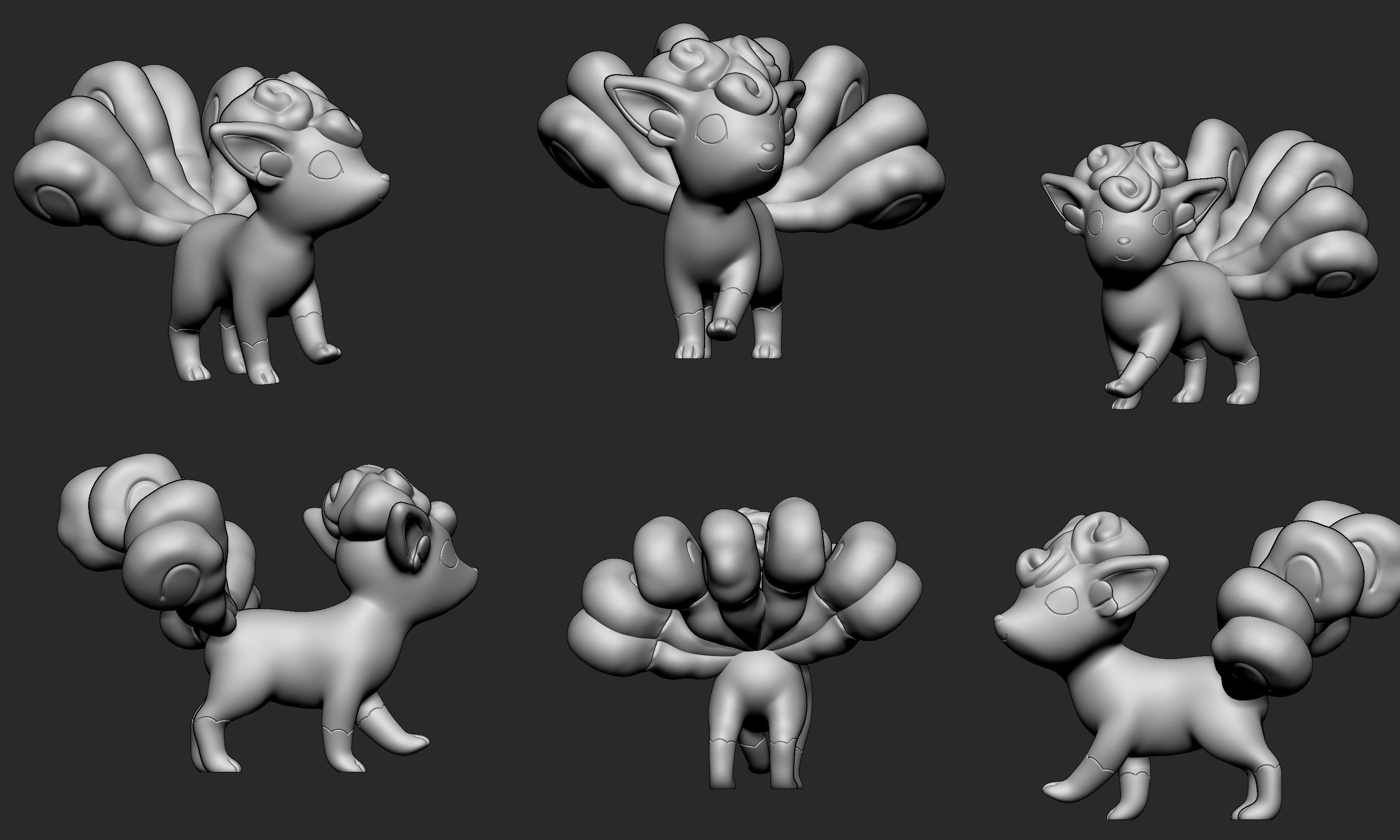 Pokemon - Vulpix and Ninetales both forms with 2 poses 3D print model_15