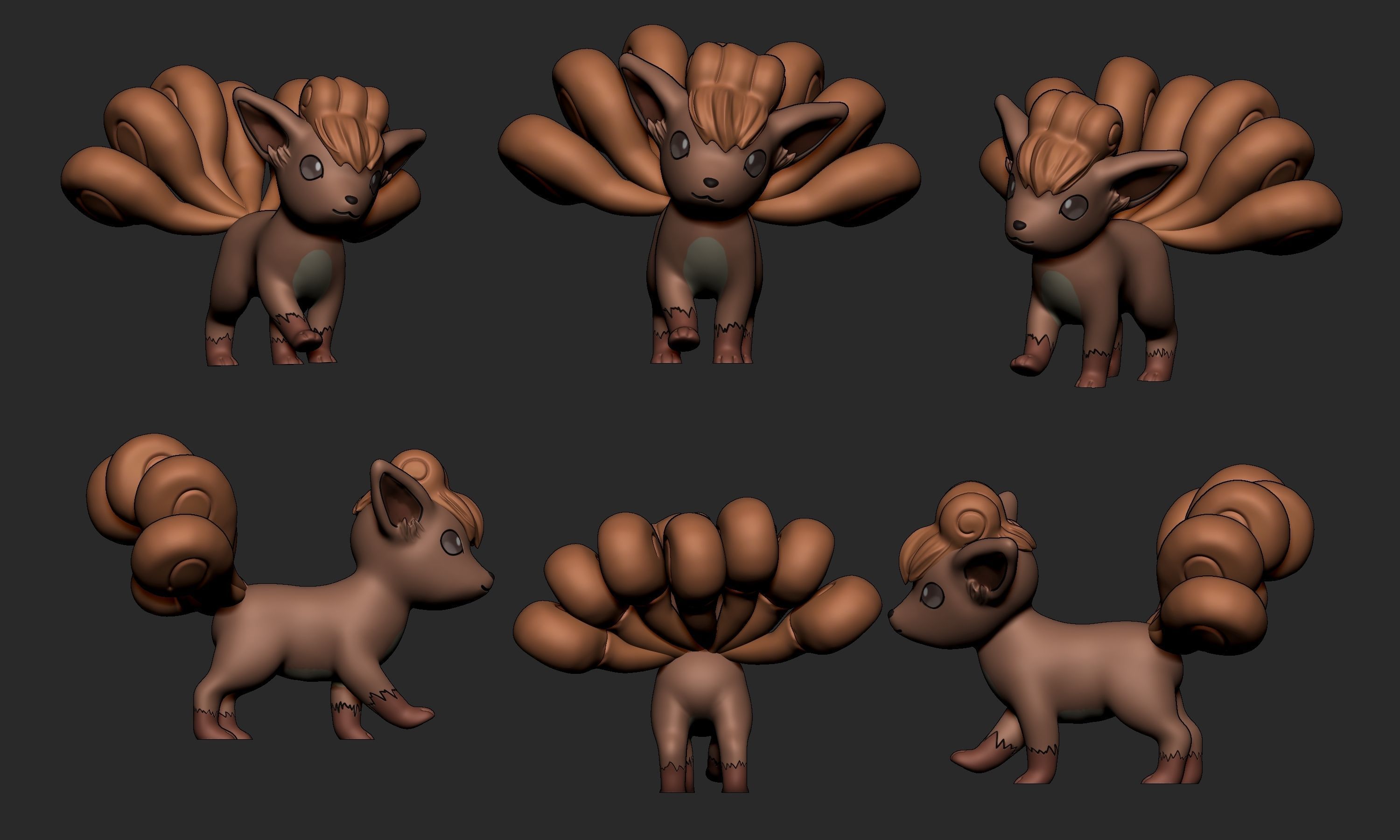 Pokemon - Vulpix and Ninetales both forms with 2 poses 3D print model_4