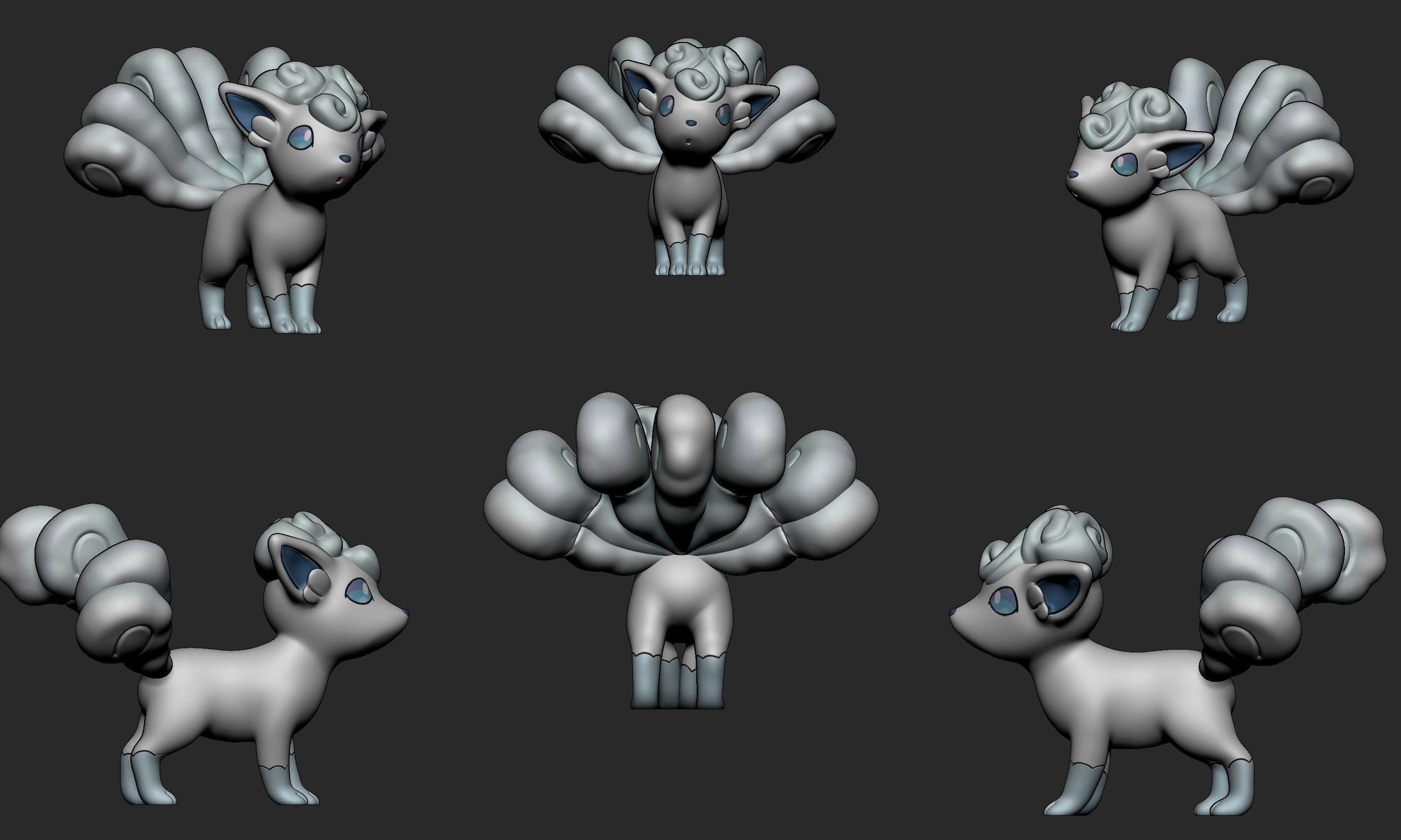 Pokemon - Vulpix and Ninetales both forms with 2 poses 3D print model_12