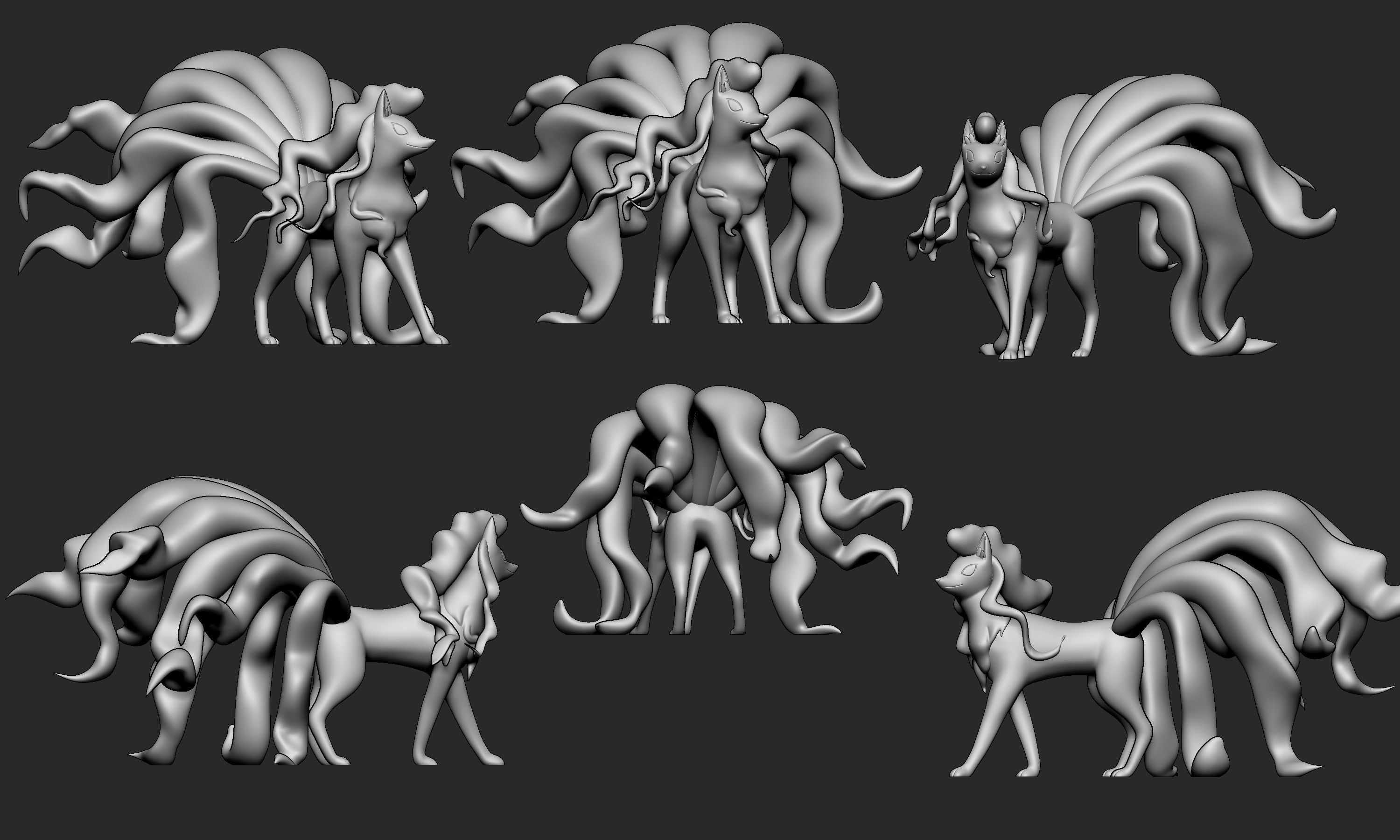 Pokemon - Vulpix and Ninetales both forms with 2 poses 3D print model_18