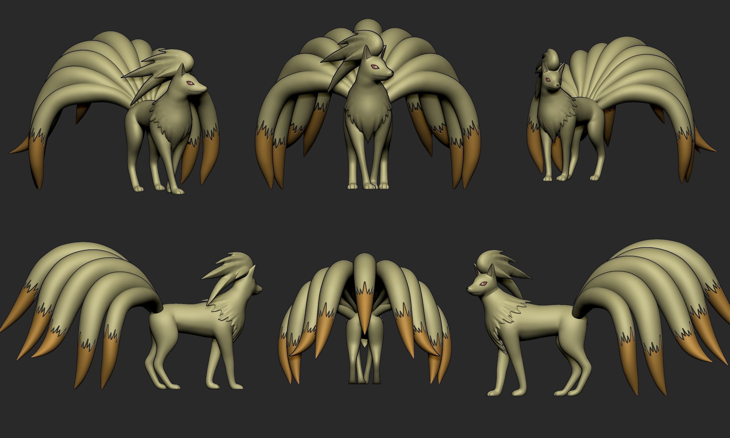 Pokemon - Vulpix and Ninetales both forms with 2 poses 3D print model_7