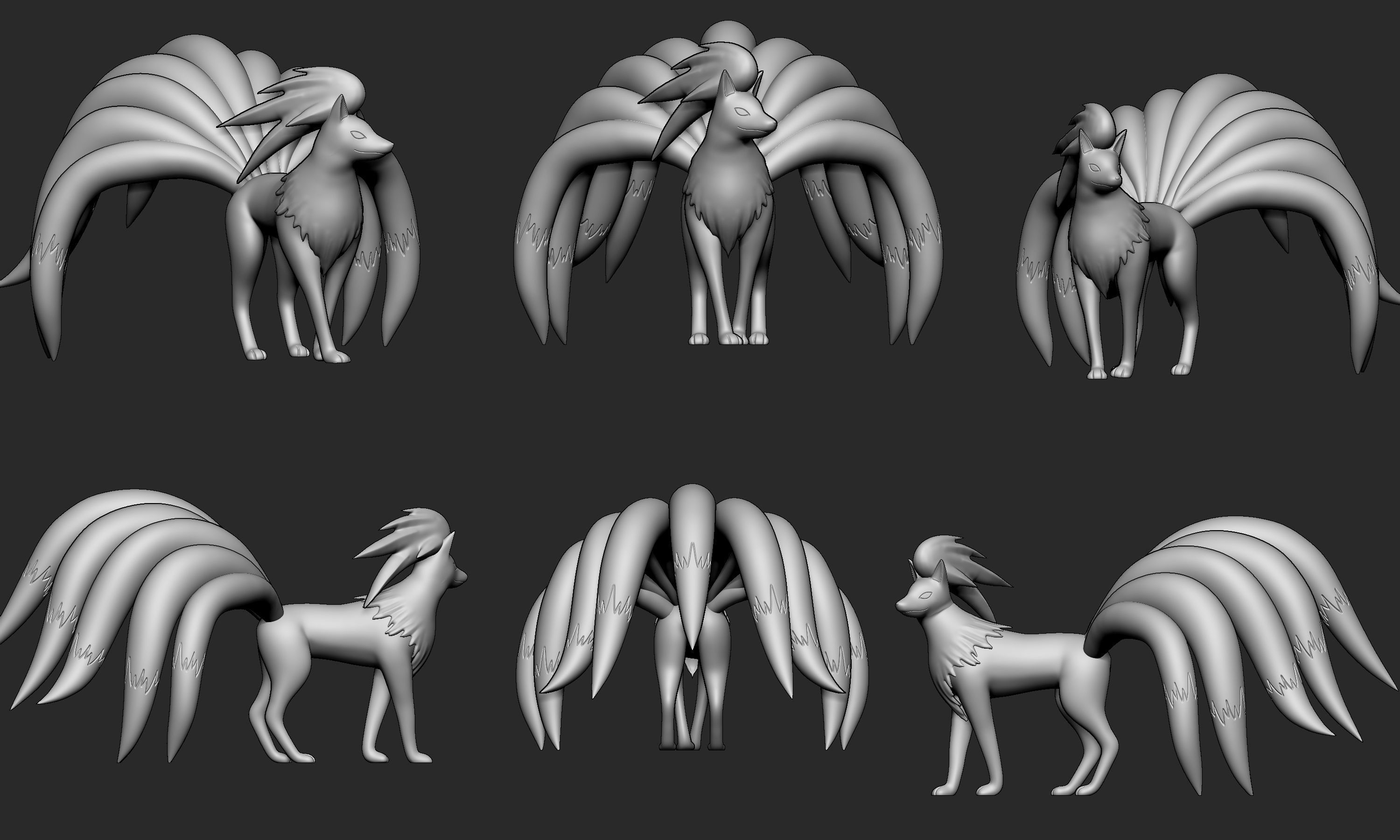 Pokemon - Vulpix and Ninetales both forms with 2 poses 3D print model_8
