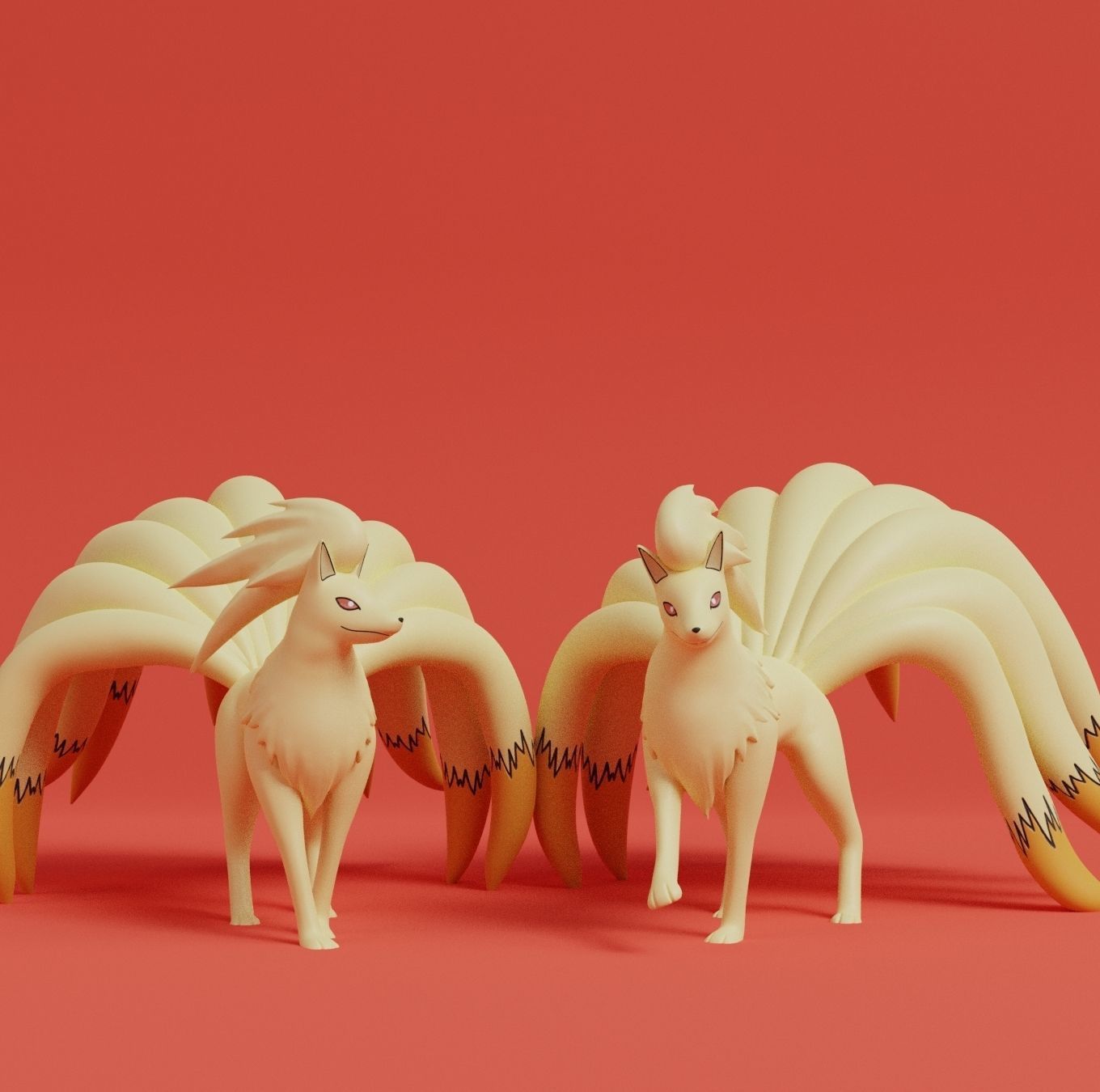 Pokemon - Vulpix and Ninetales both forms with 2 poses 3D print model_6