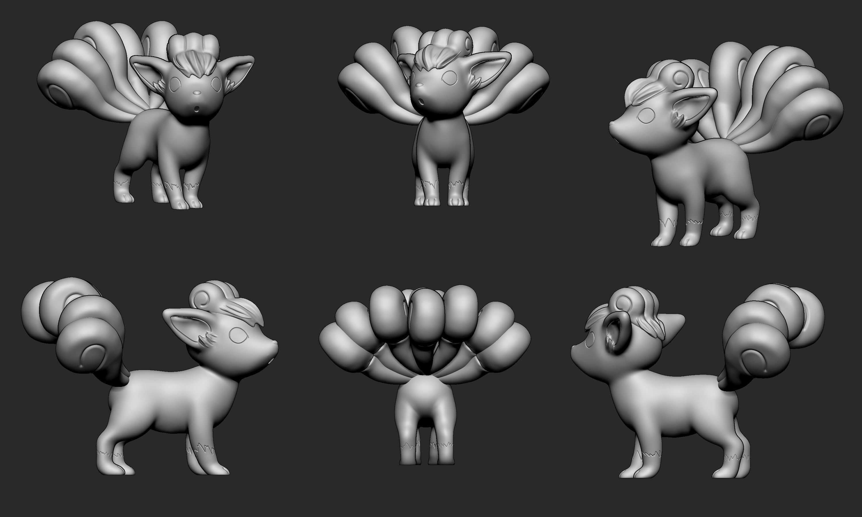 Pokemon - Vulpix and Ninetales both forms with 2 poses 3D print model_3