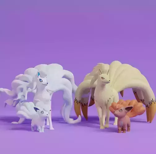 Pokemon - Vulpix and Ninetales both forms with 2 poses