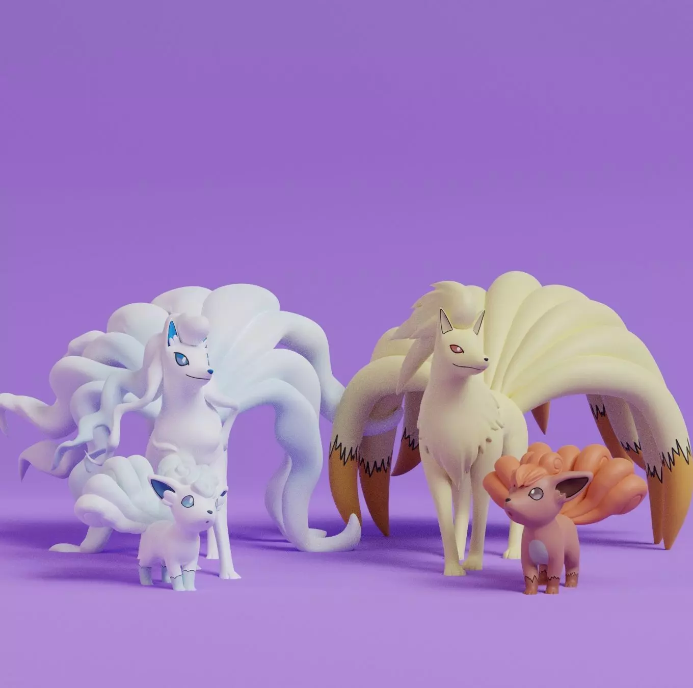 Pokemon - Vulpix and Ninetales both forms with 2 poses 3D print model_0