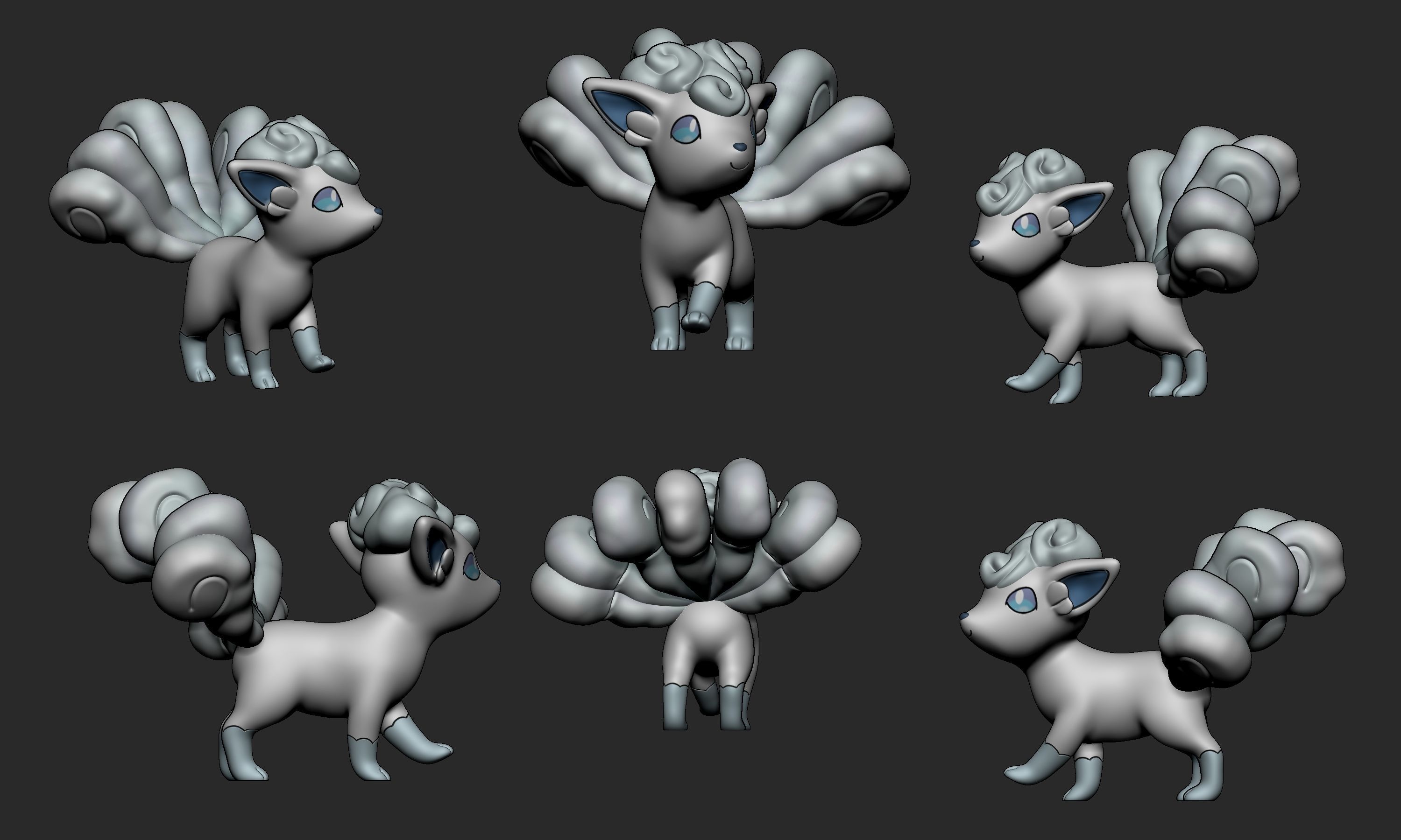 Pokemon - Vulpix and Ninetales both forms with 2 poses 3D print model_14