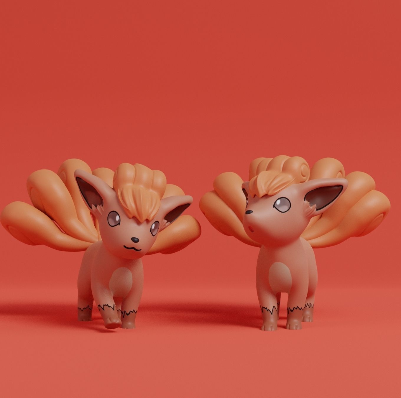 Pokemon - Vulpix and Ninetales both forms with 2 poses 3D print model_1