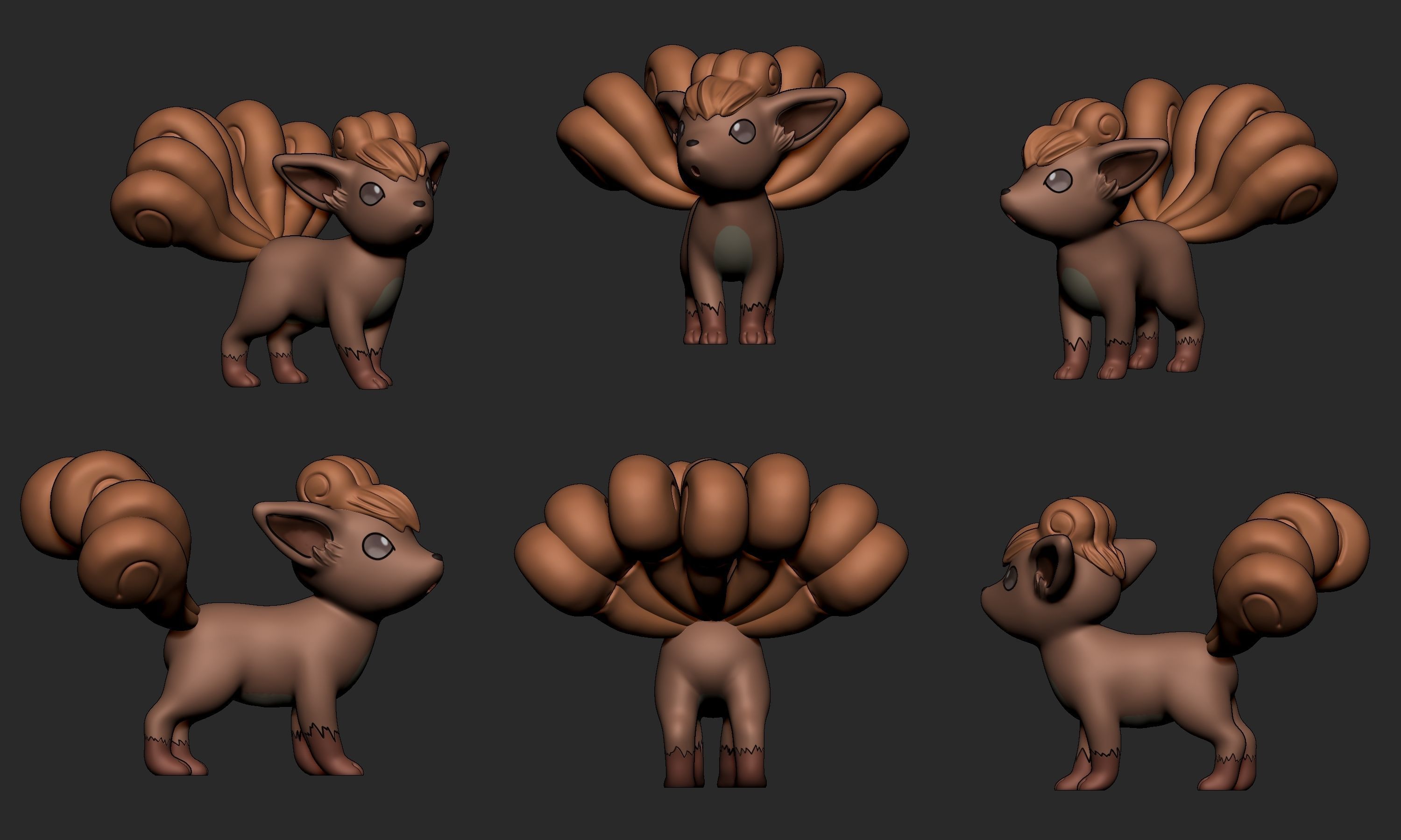 Pokemon - Vulpix and Ninetales both forms with 2 poses 3D print model_2