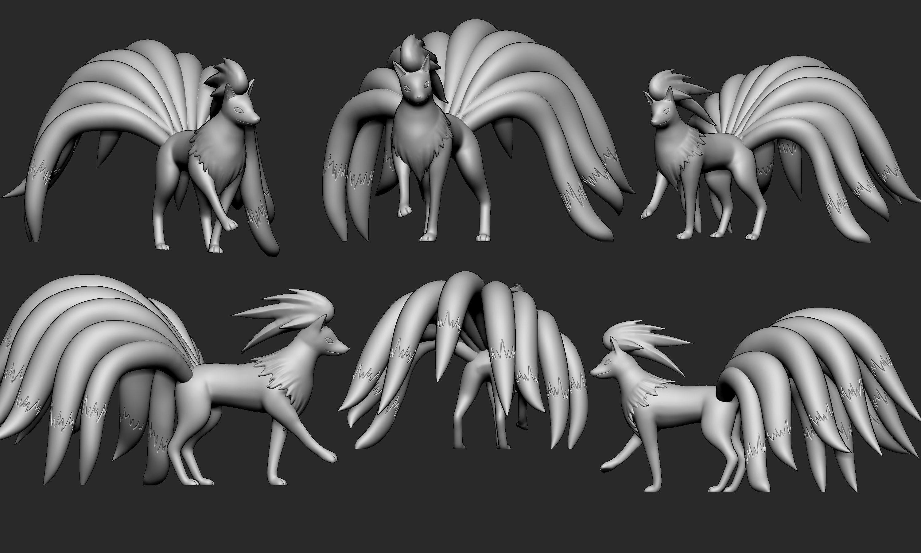 Pokemon - Vulpix and Ninetales both forms with 2 poses 3D print model_10