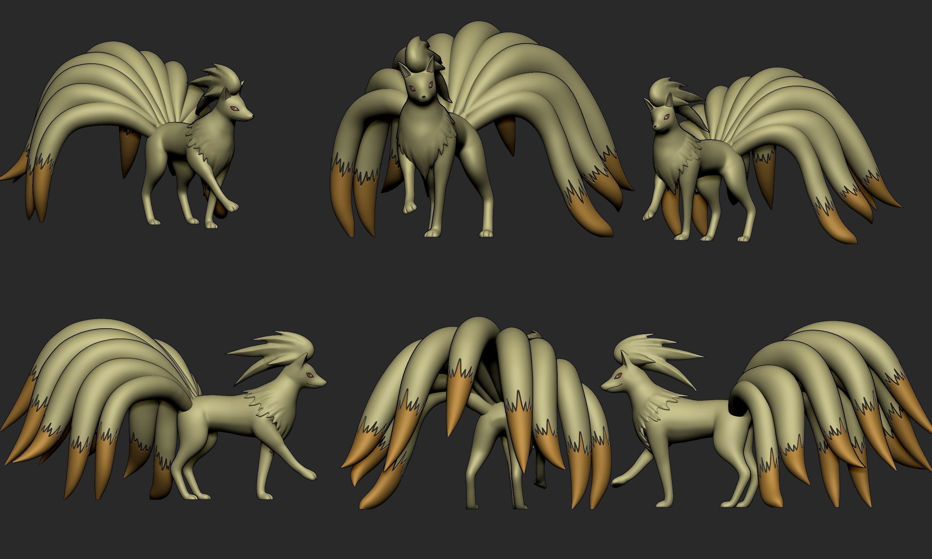 Pokemon - Vulpix and Ninetales both forms with 2 poses 3D print model_9