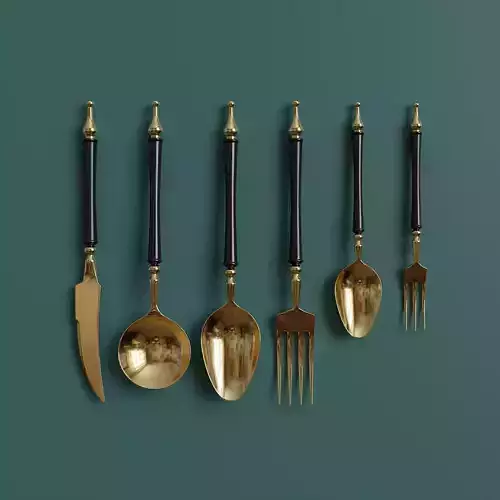 Modern reusable cutlery set 3D model