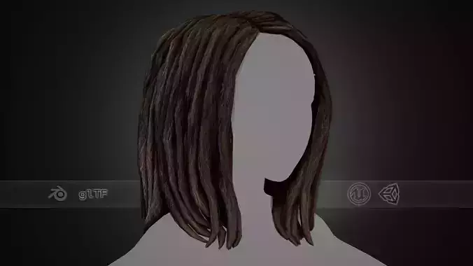 Male Hair Cards Style 10 - Dreadlocks 3 Low-poly 3D model