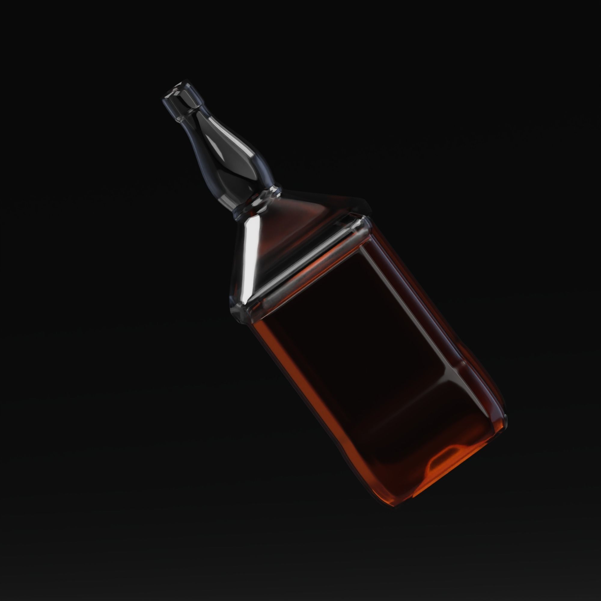 Whiskey glass bottle floating in air 3D model_5