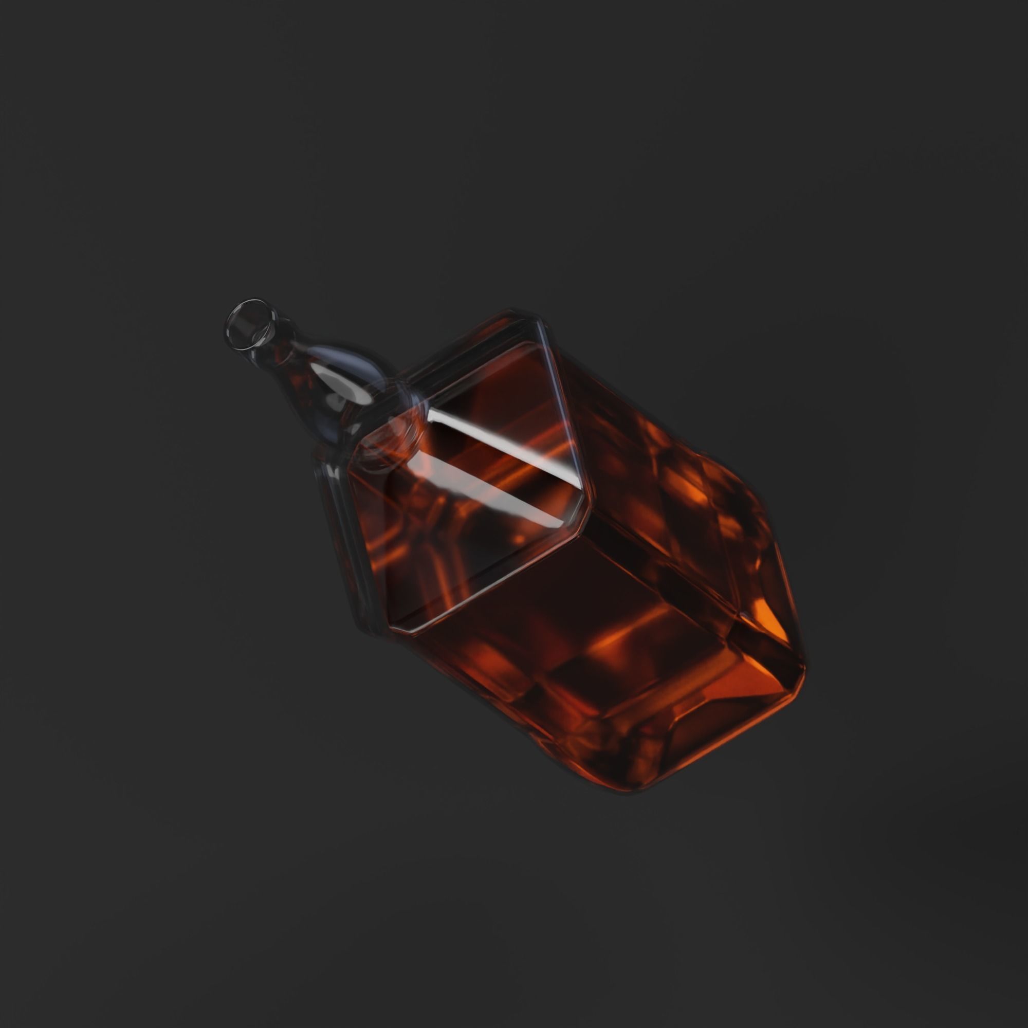 Whiskey glass bottle floating in air 3D model_4