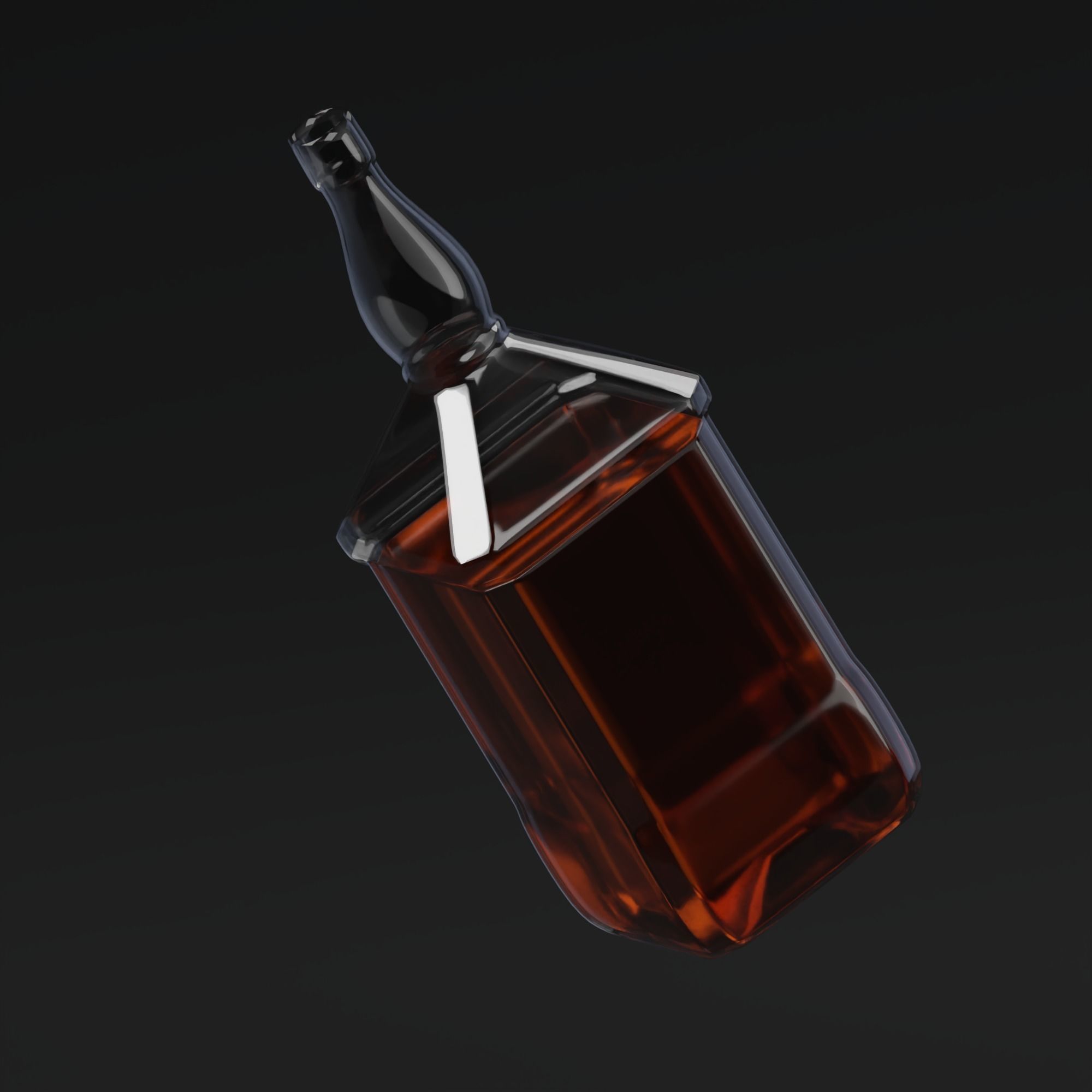 Whiskey glass bottle floating in air 3D model_1