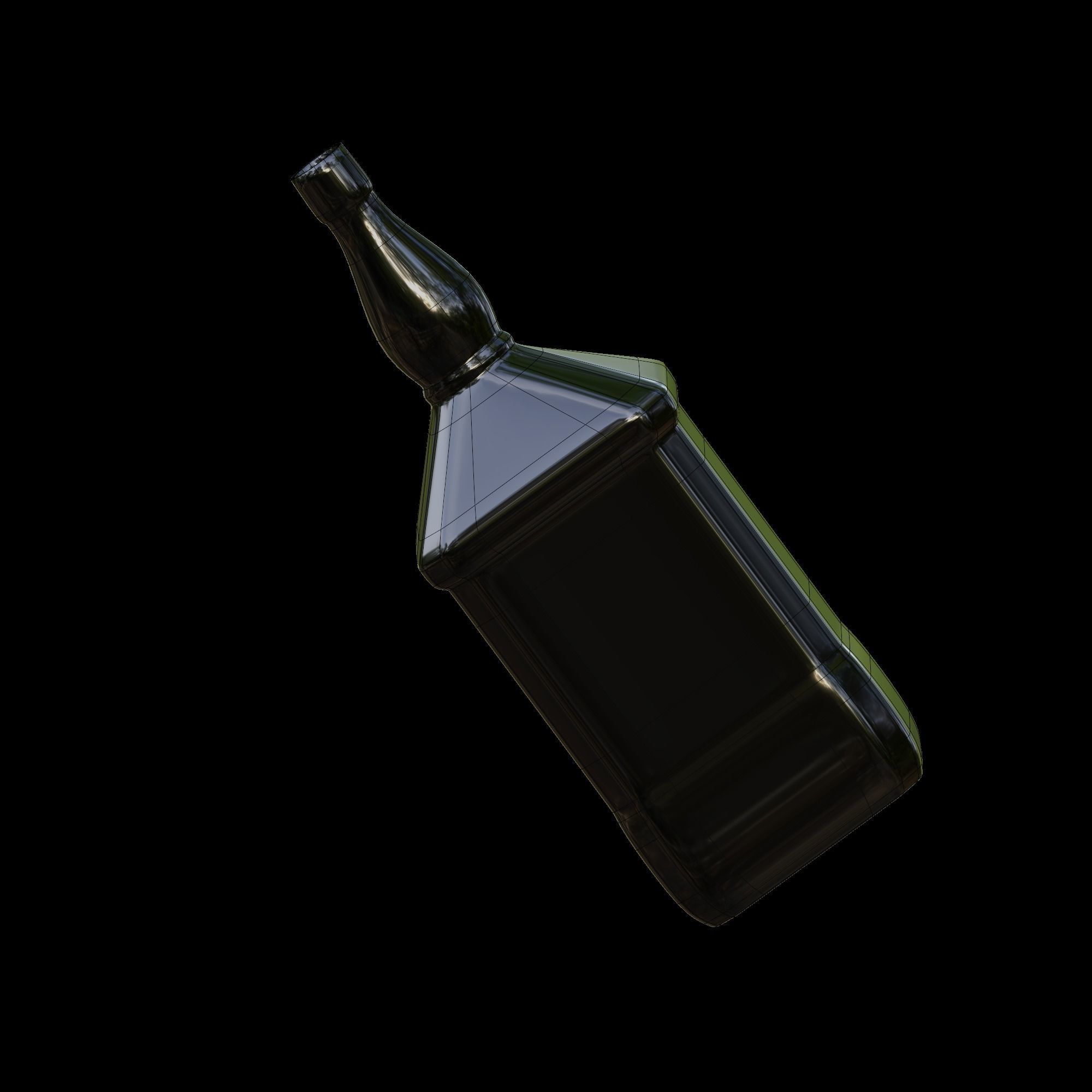 Whiskey glass bottle floating in air 3D model_8