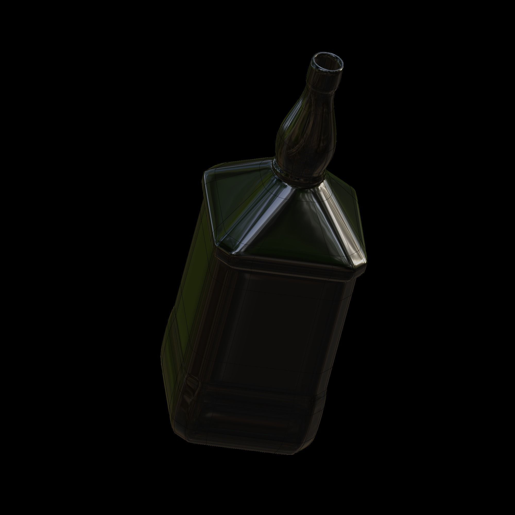 Whiskey glass bottle floating in air 3D model_7