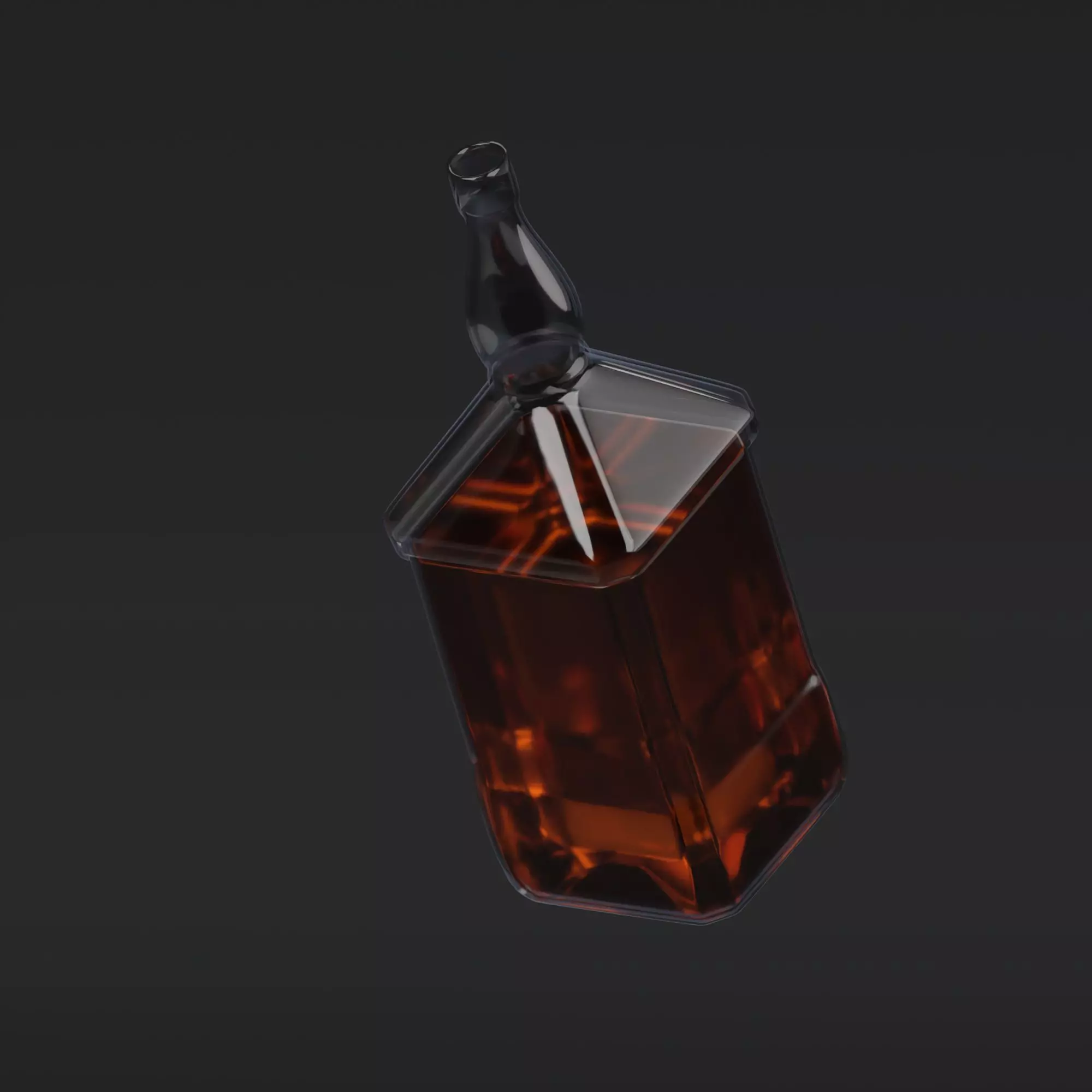 Whiskey glass bottle floating in air 3D model_0