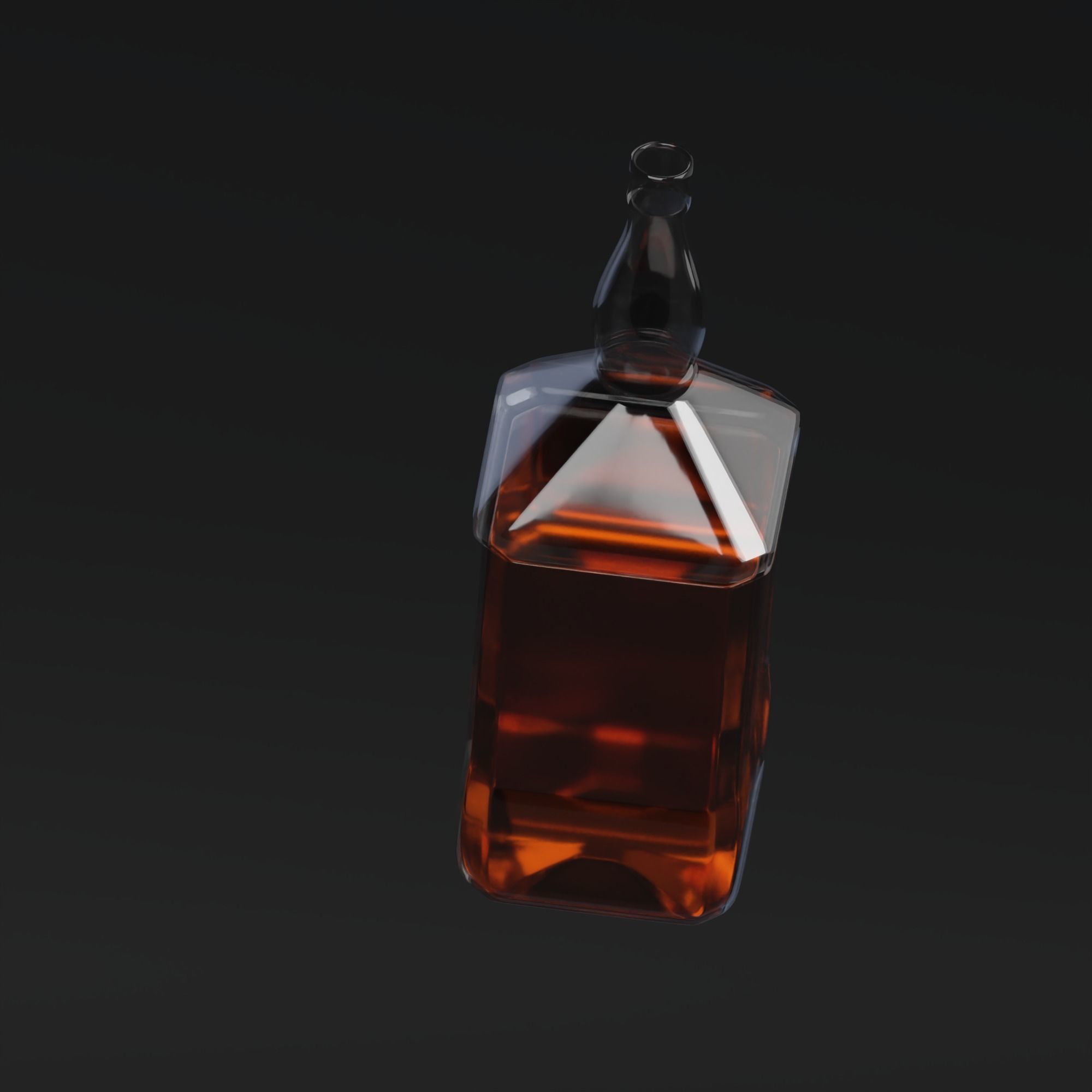 Whiskey glass bottle floating in air 3D model_2
