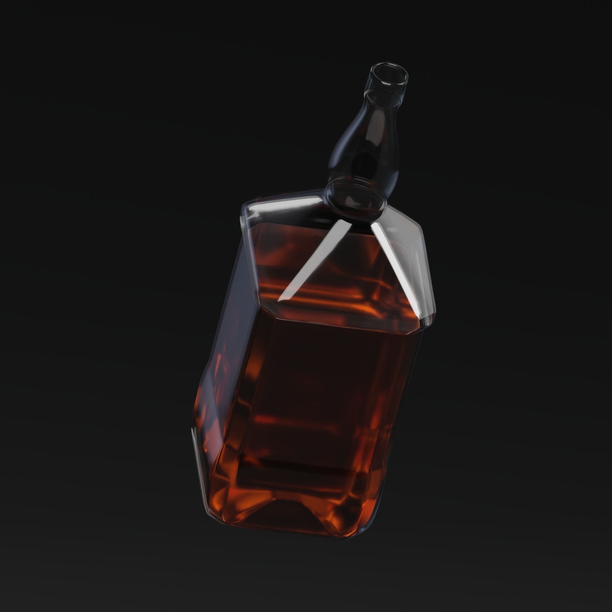 Whiskey glass bottle floating in air 3D model_6