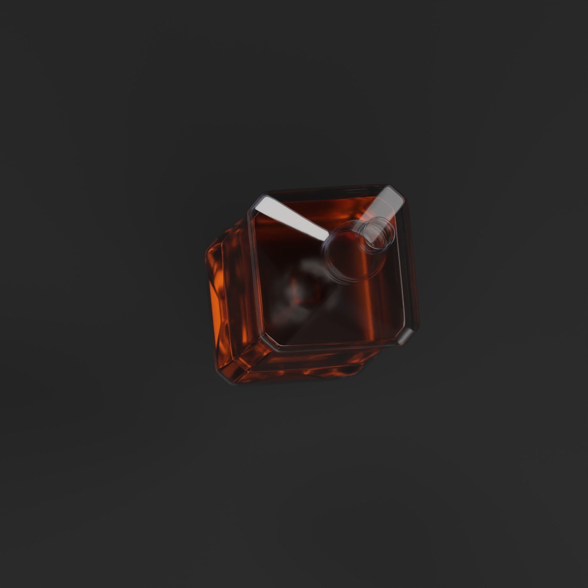 Whiskey glass bottle floating in air 3D model_3