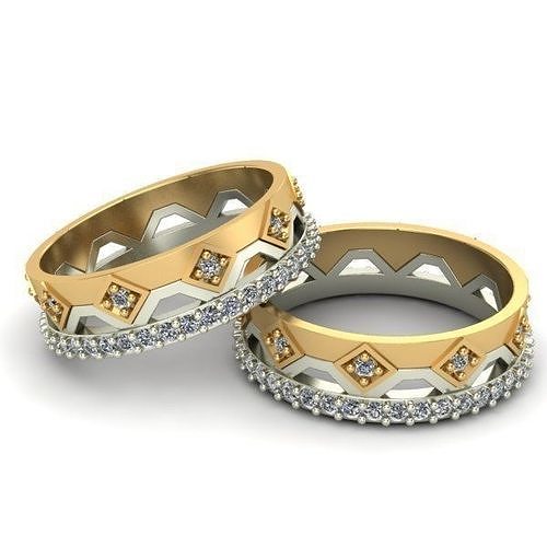 Eternity Double Rings With Gems Sets of 8 Sizes 3D print model