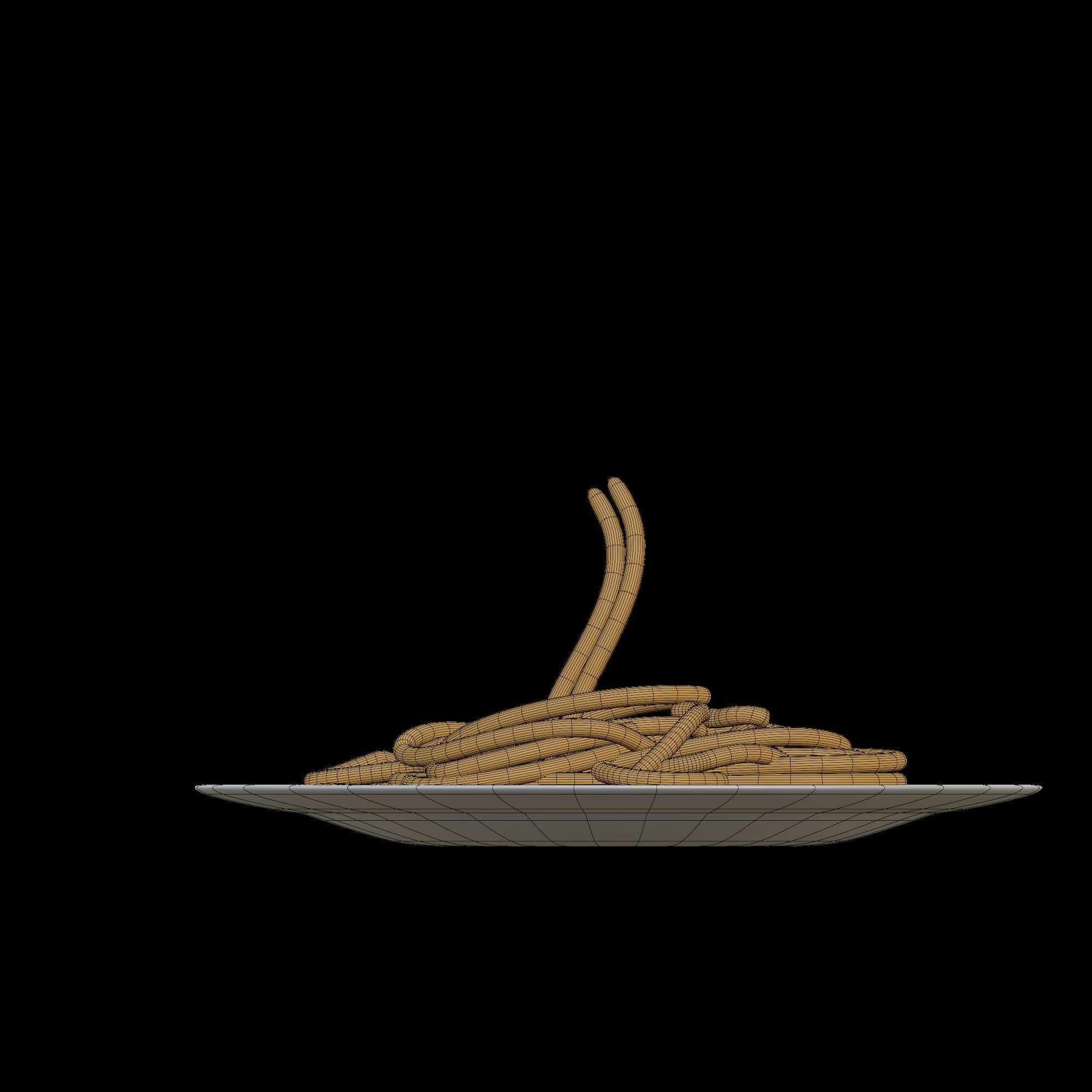 Pasta spaghetti on plate - 3D model_12