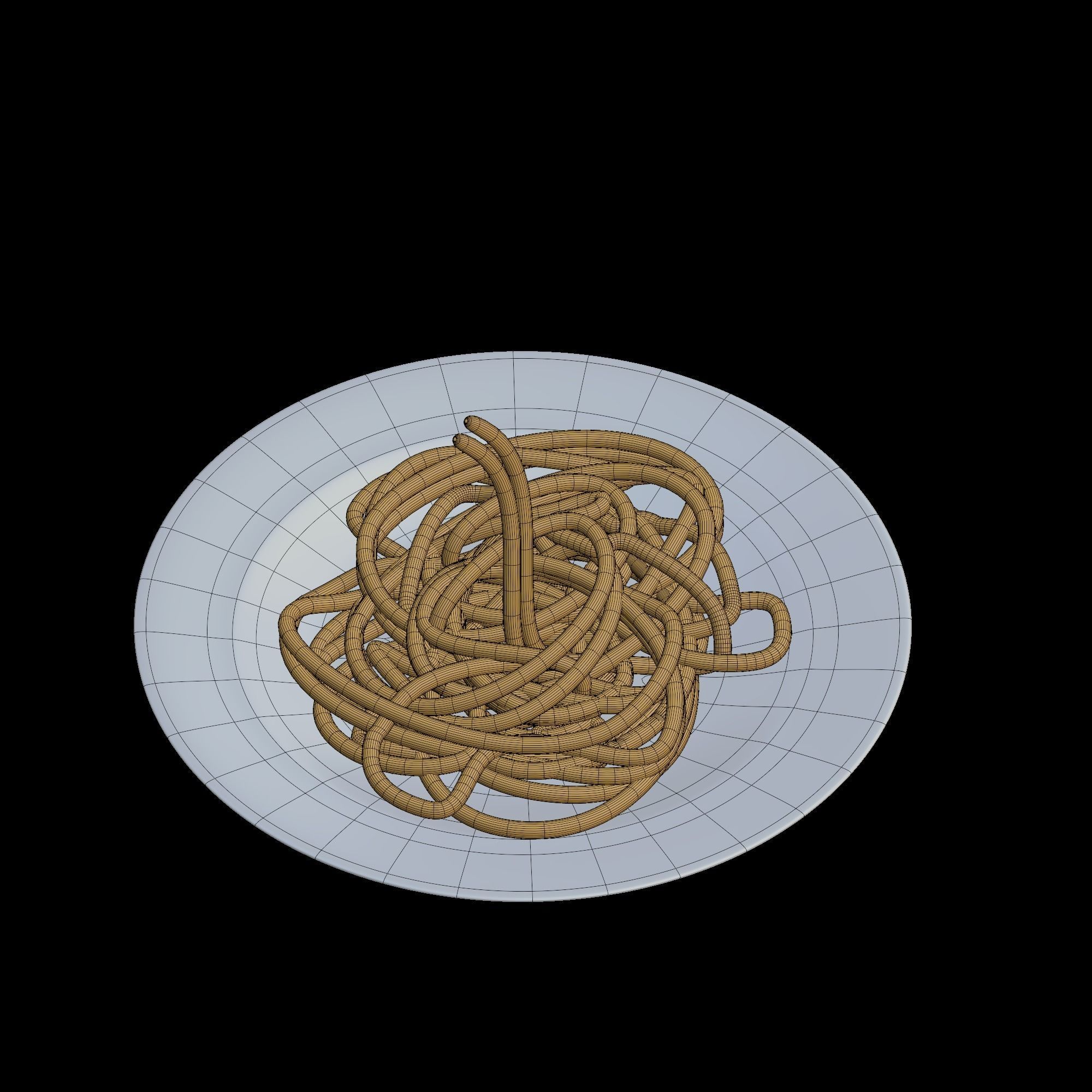 Pasta spaghetti on plate - 3D model_10