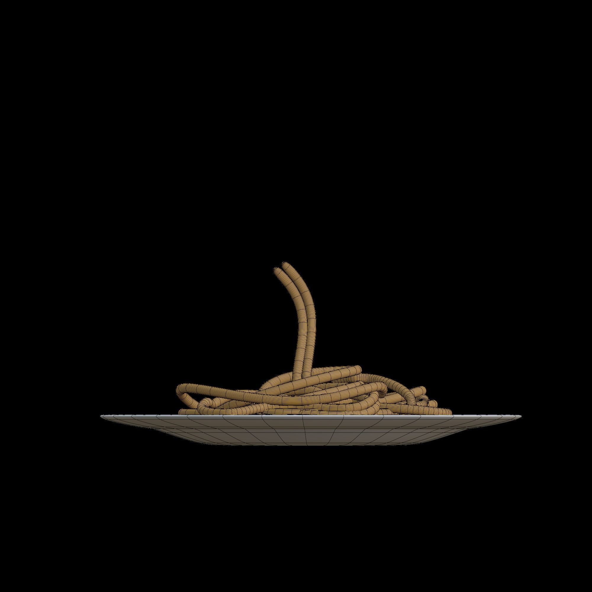 Pasta spaghetti on plate - 3D model_11