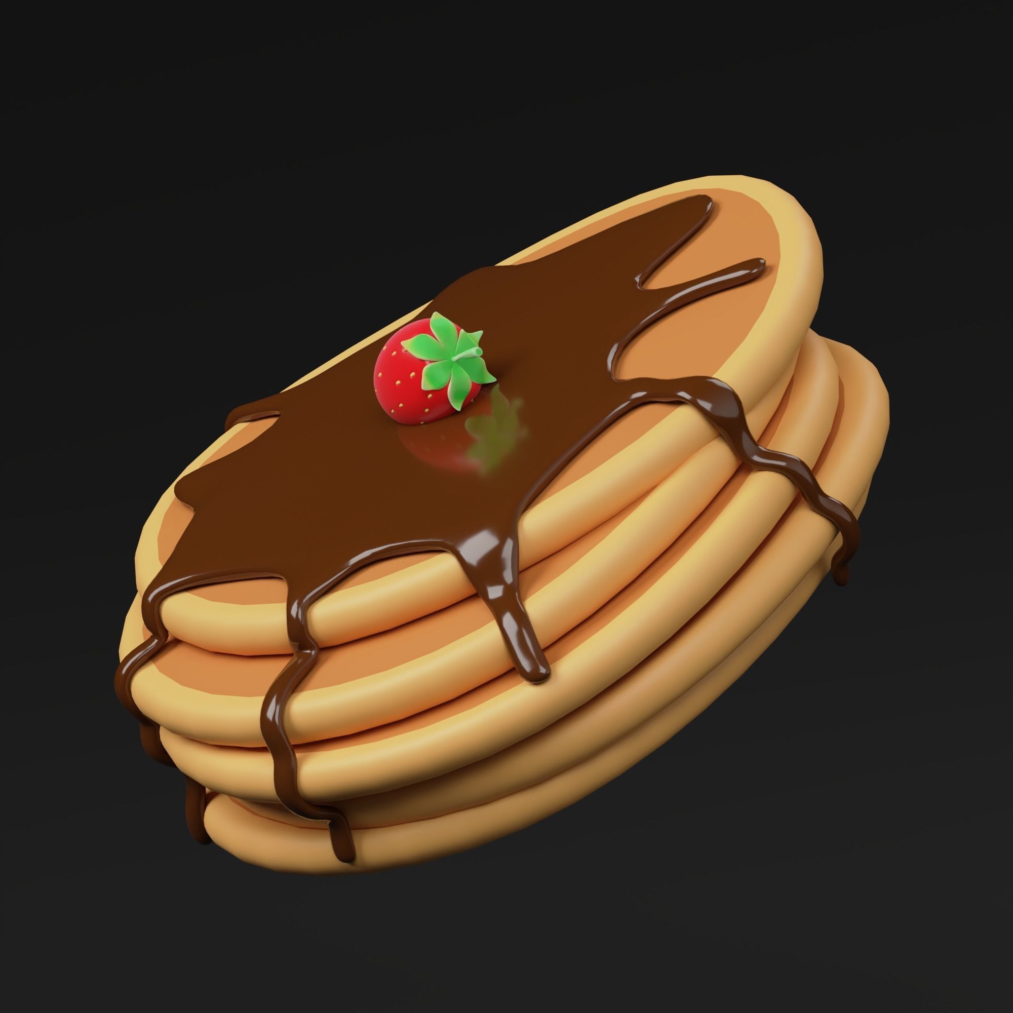 Pancake pancakes with chocolate dripping on top 3D model_1