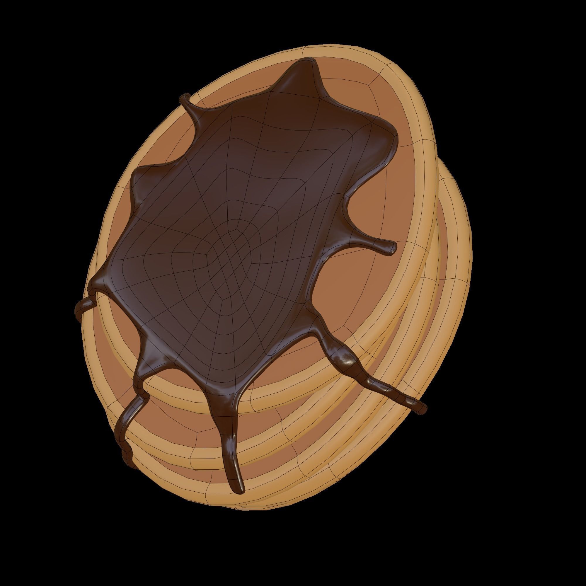 Pancake pancakes with chocolate dripping on top 3D model_9