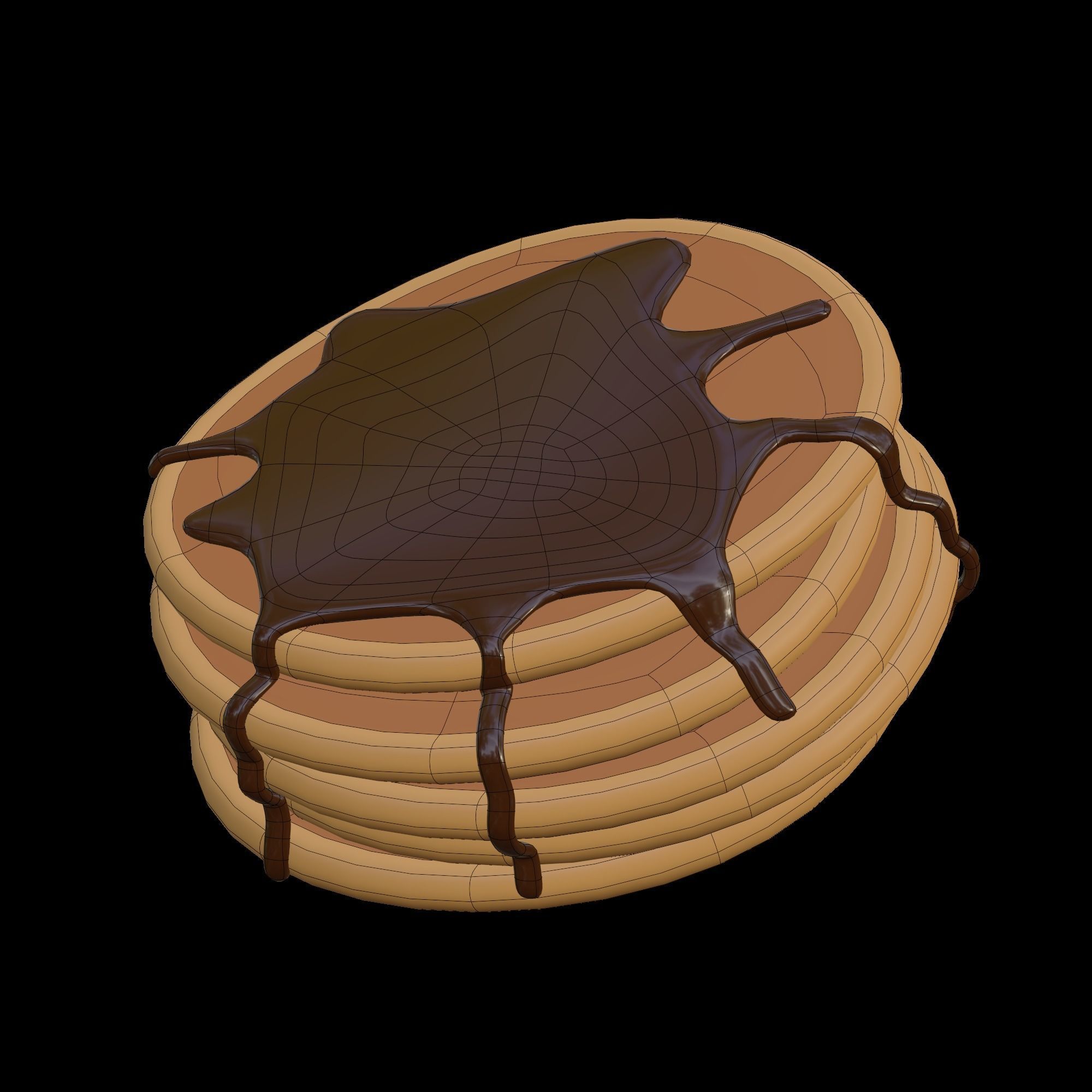 Pancake pancakes with chocolate dripping on top 3D model_13